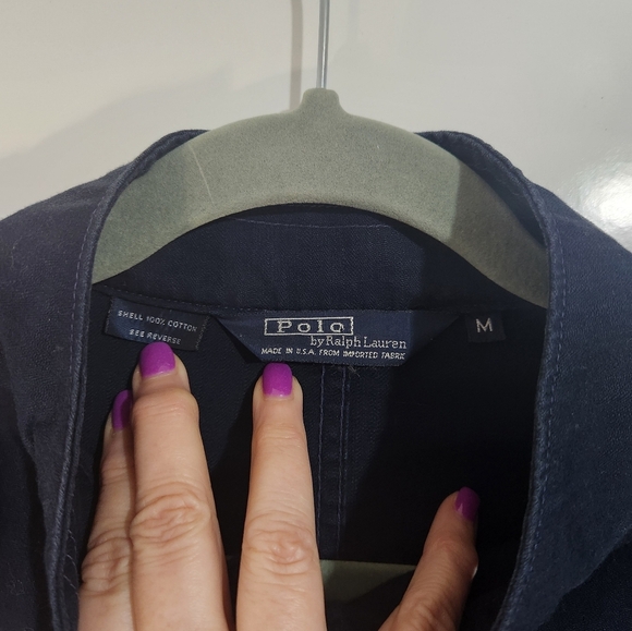 Navy Blue Military Style Jacket, Vintage RALPH LAUREN, Size Medium - Picture 2 of 8